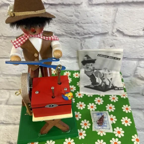 Steinbach Volkskunst Smoker and Music Box The Scissors Grinder 10”